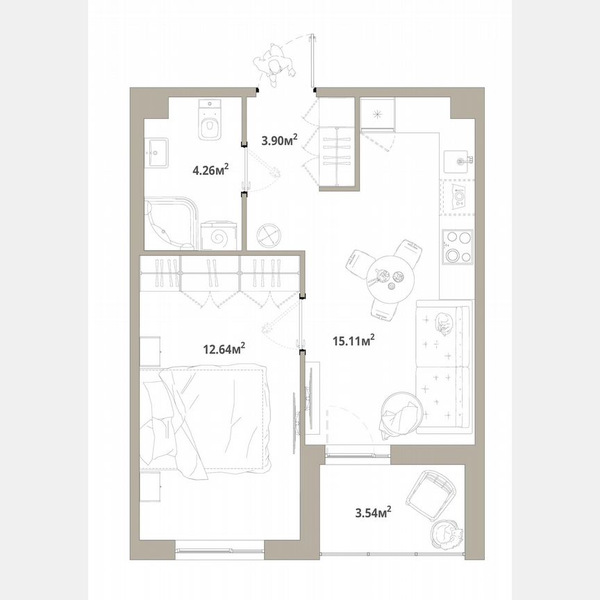1-к. квартира, 37,7 м², 3/12 эт.