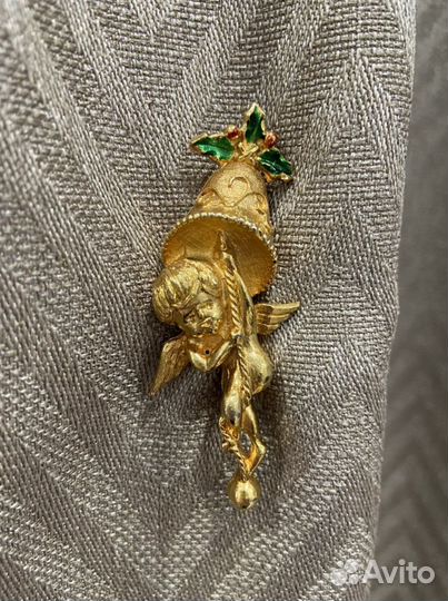 Винтажная брошь «Ангел Рождества» США