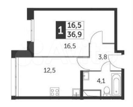 1-к. квартира, 37 м², 2/19 эт.