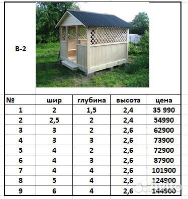 Беседка для дачи деревянная В-97-43