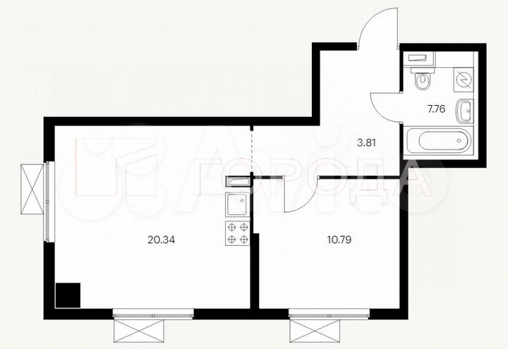 2-к. квартира, 43 м², 32/33 эт.