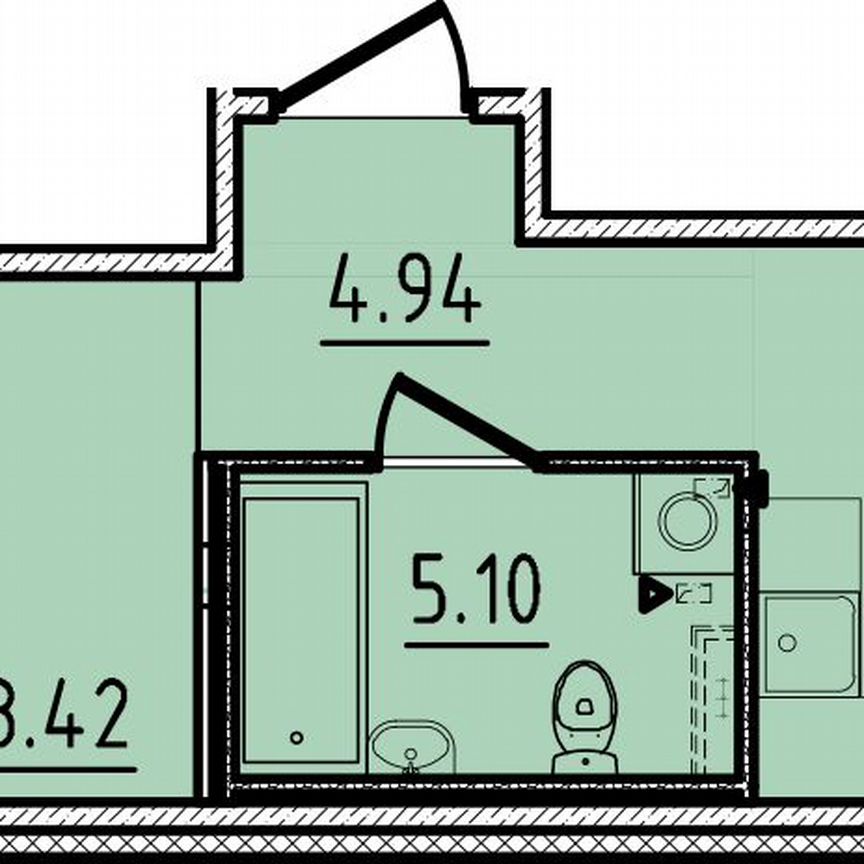 1-к. квартира, 40,6 м², 2/4 эт.