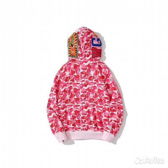 Зип худи Bape full zip double hood розов