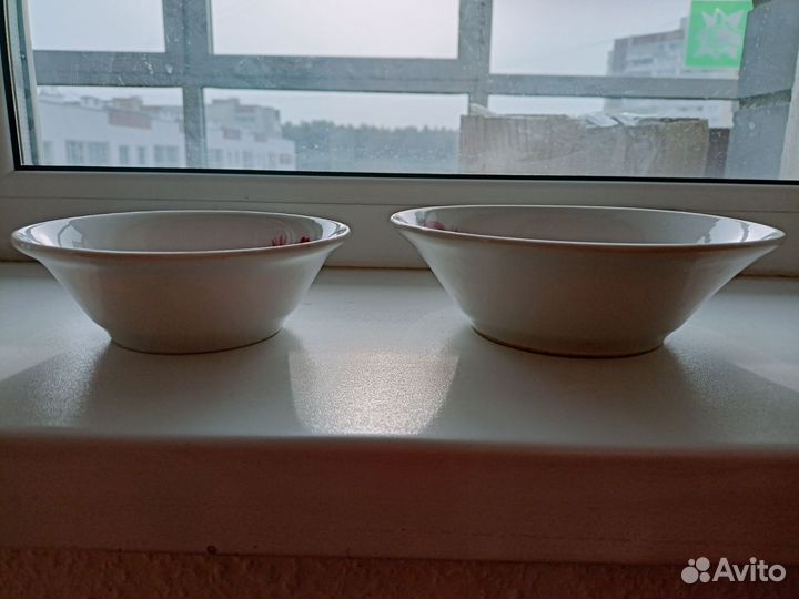 Две тарелки суповые с цветами 300мл и 400мл