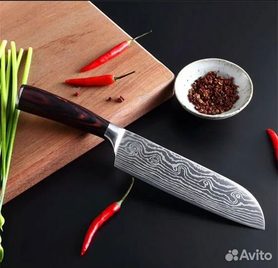 Нож кухонный дизайн santoku