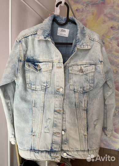 Джинсовка zara для девочки 140 oversize