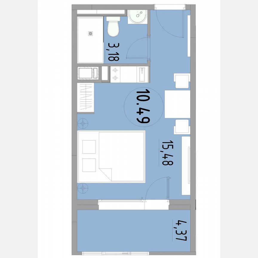 1-к. апартаменты, 23 м², 10/13 эт.