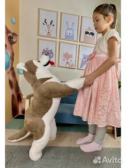 Мягкая игрушка Собака бежевая Хаски с языком