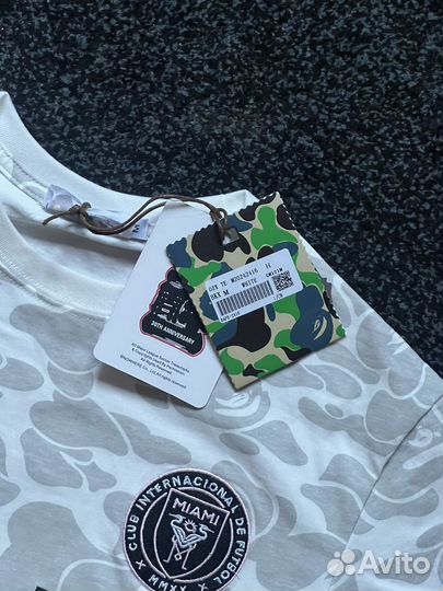 Футболка bape x inter miami белая серая