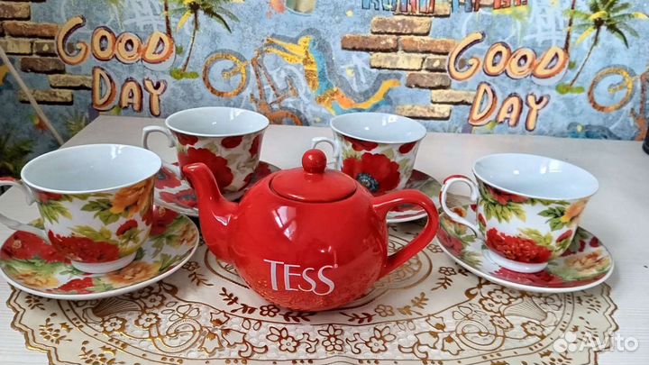 Чайные пары + заварочный чайник. Чашки Вербилки