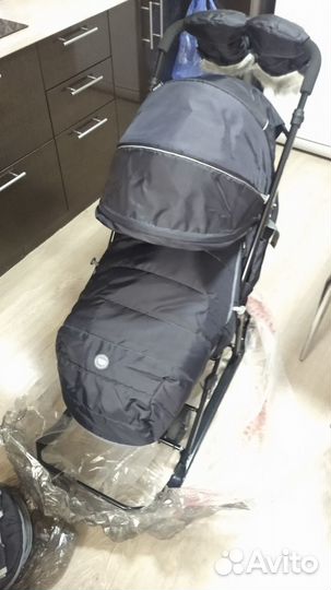 Детские санки коляска с колёсами nika