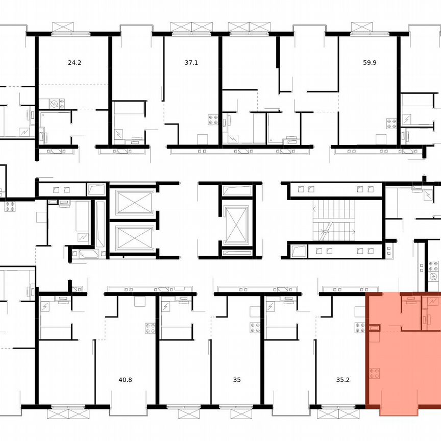 2-к. квартира, 53 м², 7/14 эт.