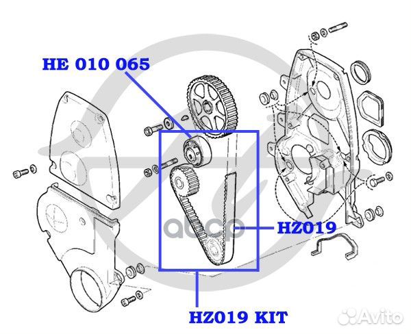 Ремкомплект грм гранта 8V (ремень+1 рол) HZ019KIT