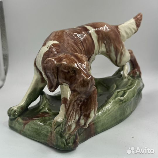 Статуэтка фарфор собака С дичью охота керамика