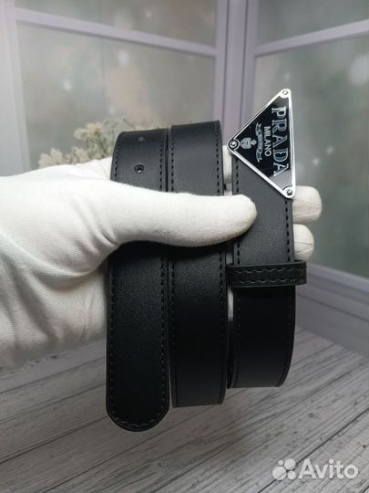 Ремень Prada женский Натуральная кожа серебряный