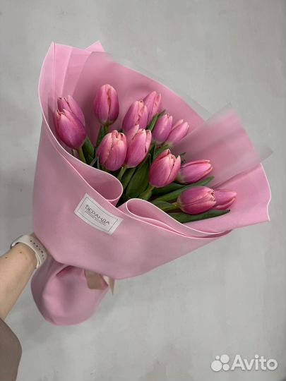 Тюльпаны розовые букет
