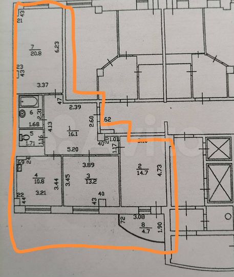 Комната 14,7 м² в 3-к., 14/16 эт.