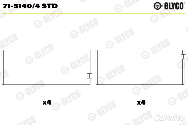 Новый шатунный подшипник Glyco 71-5140/4 STD