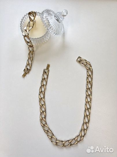 Комплект широкая цепочка / колье и браслет