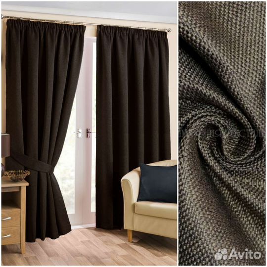 Готовая штора, Рогожка Блэкаут 270*150