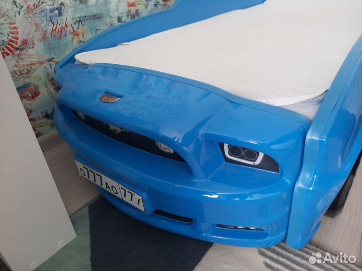 Кровать машина синий mustang