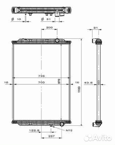 NRF 519564 Радиатор охлаждения (970х735х43) без рамки renault trucks premium kerax 00