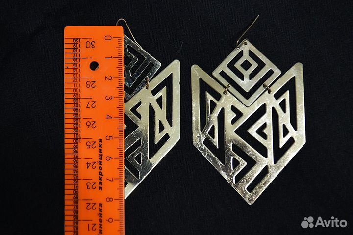 Серьги крупные геометрия бижутерия позолоченные