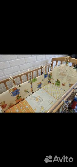 Кроватка+кокосовый матрас+сатиновые бортики