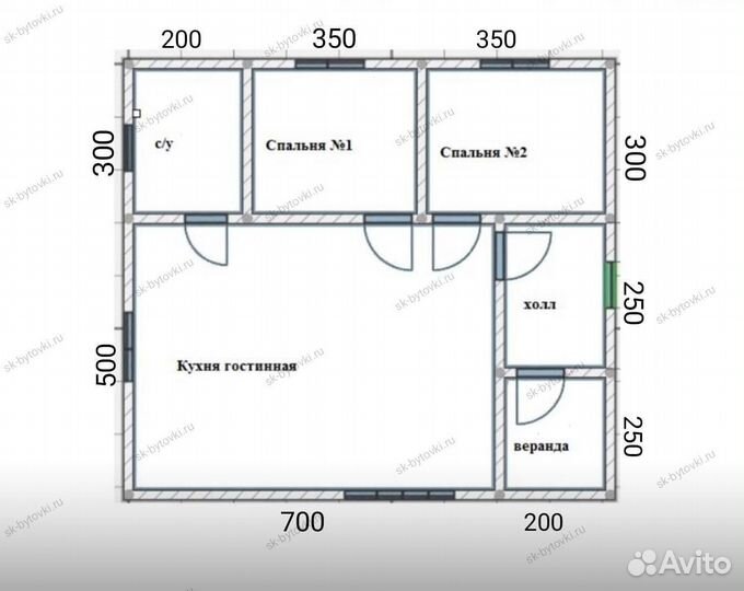 Каркасный дом 9х8м с верандой