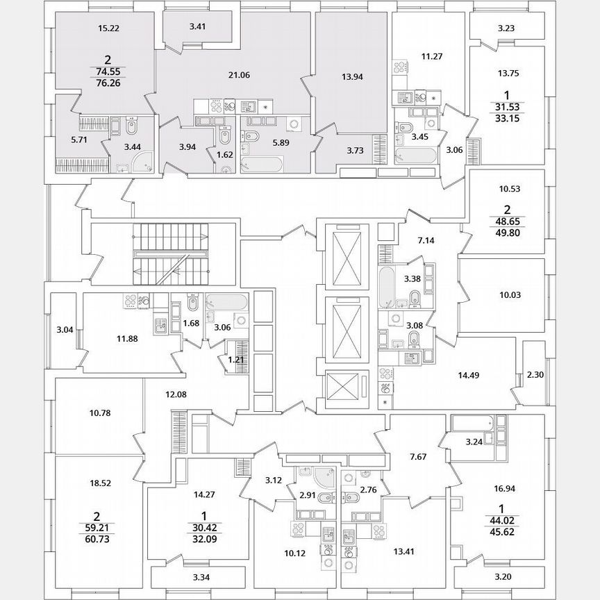 2-к. квартира, 76,3 м², 22/22 эт.