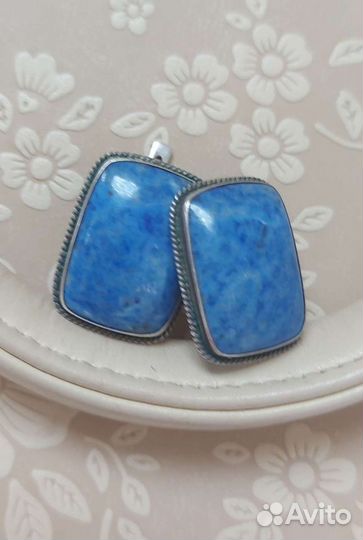 Винтажные, серьги с лазуритом из серебра 925 пр