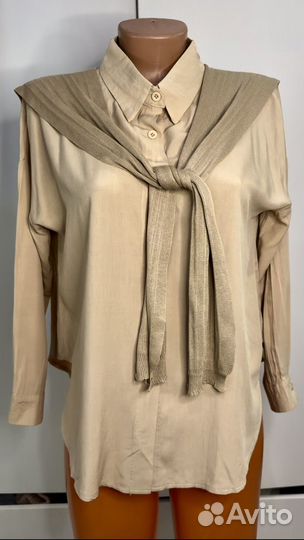 Рубашка женская новая тенсель с шарфиком