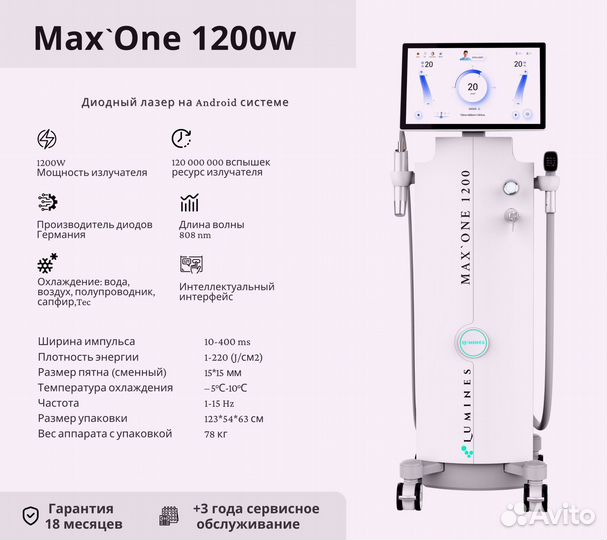 Диодный лазер для эпиляции Лю-Минес Max’One 1200в