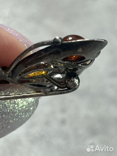 Брошь бабочка серебряная