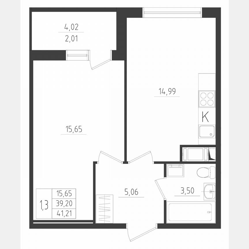 2-к. квартира, 41,2 м², 7/8 эт.