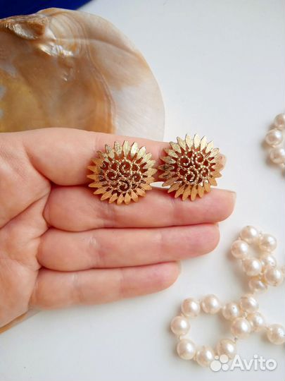 Клипсы винтаж Monet подсолнухи