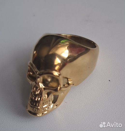 Перстень кольцо череп золотого цвета