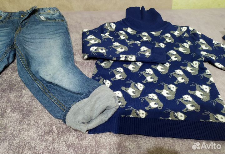 Вещи пакетом 104 110 джинсы, свитер
