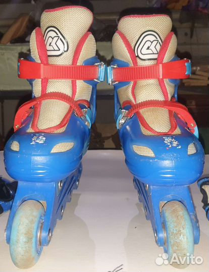 Детские ролики раздвижные + защита р. 31-34