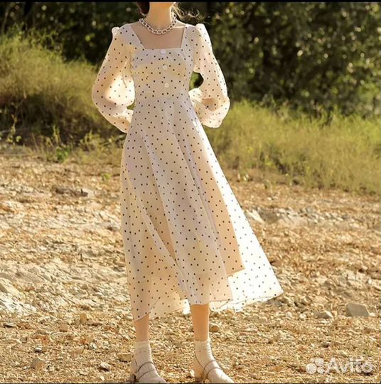 Платье в горошек на выпускной, вечернее новое s/m