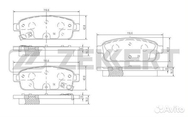 Колодки торм. диск. задн. Chevrolet Aveo (T300) 13- Cruze (J300 305 308) 09- Opel Astra J 09- Mok