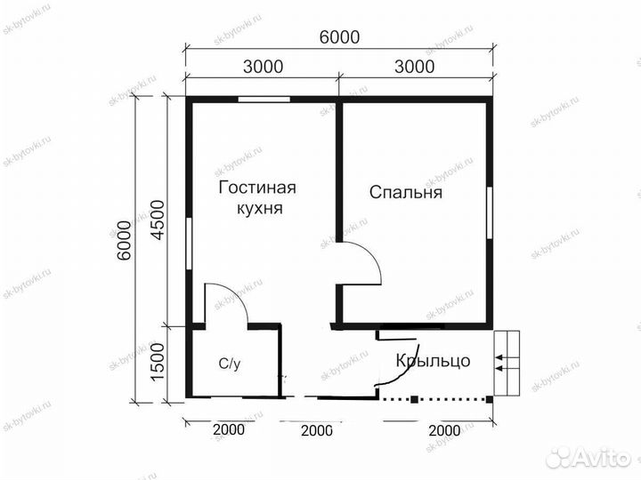 Каркасный садовый дом 6х6м с верандой