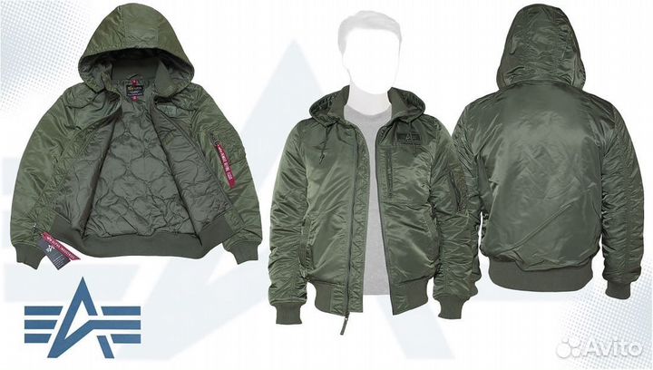 Бомбер alpha industries ma 1 hooded rib
