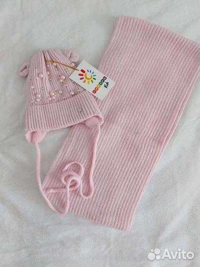 Комплект шапочка и снуд, на 9-12 мес