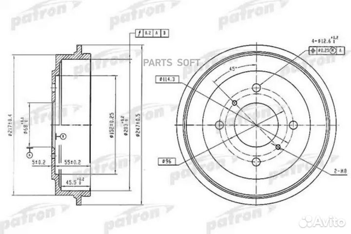 Patron PDR1256 Барабан тормозной