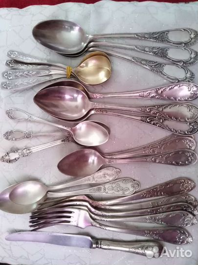 Столовые приборы ложки вилки ножи мельхиор СССР
