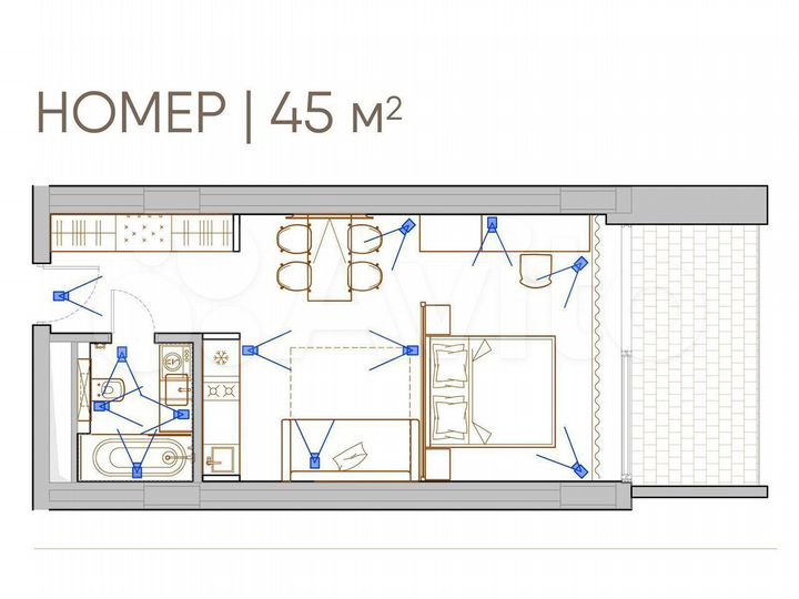 2-к. апартаменты, 55 м², 5/5 эт.