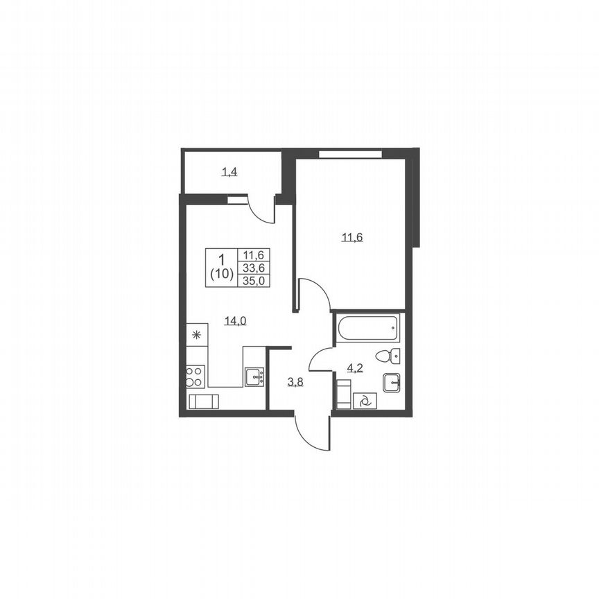 1-к. квартира, 35 м², 5/8 эт.