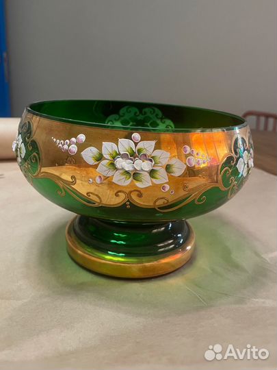 Ваза Богемия лепка зеленая