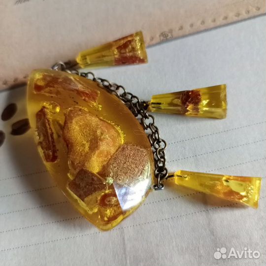 Брошь Янтарь в желе СССР Калининград
